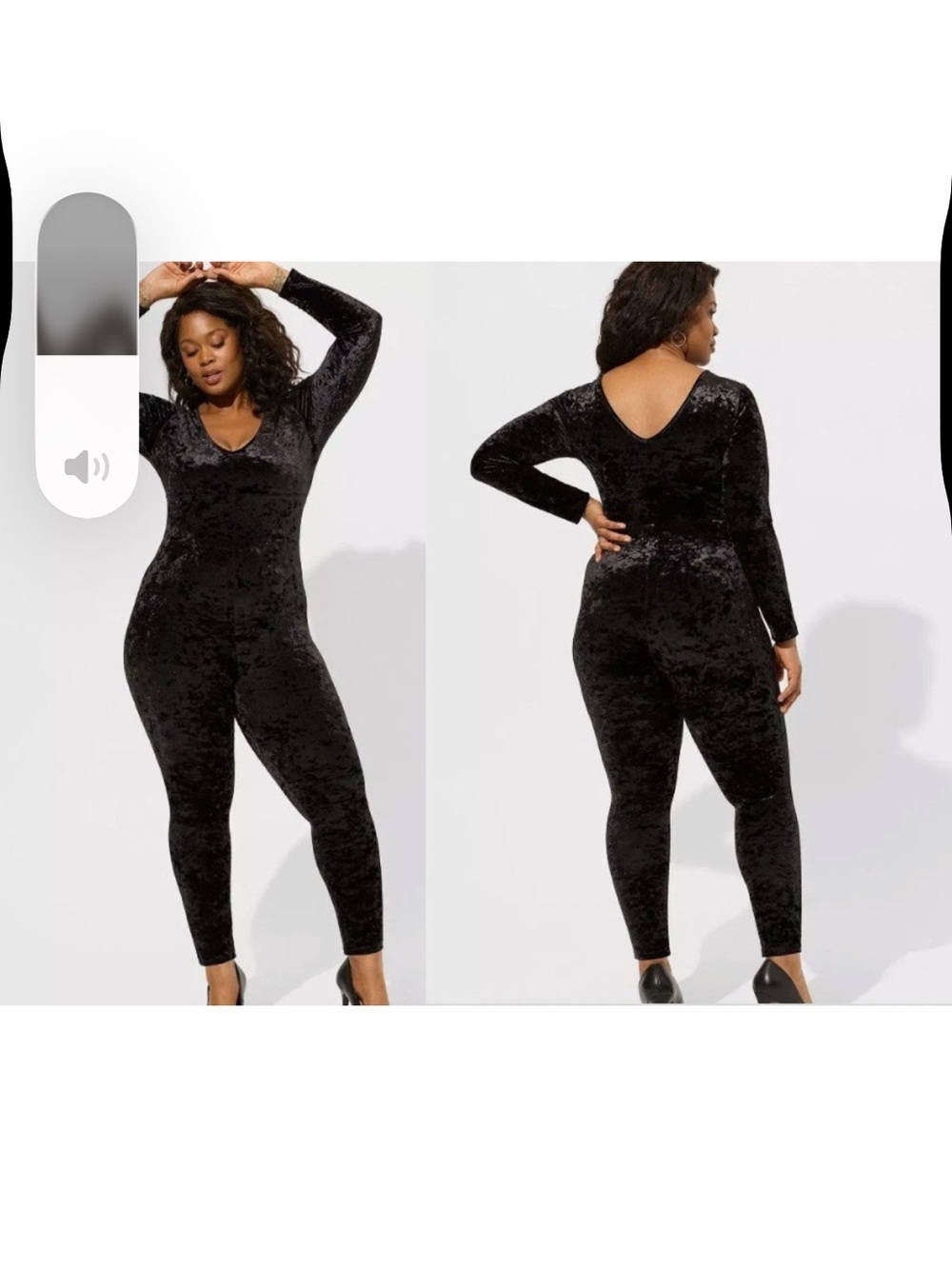 Torrid Full Length Crushed Velvet Long Sleeve One Piece Black Size 1X